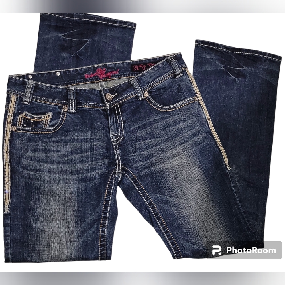 Rock & Roll Cowgirl Low Rise Denim Jeans, Size 31x34, Style #WO-8514,